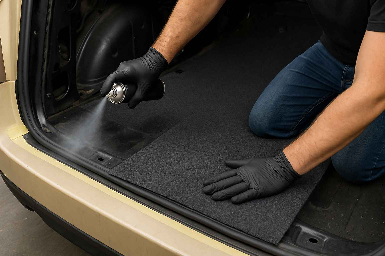 Moqueta adhesiva vs autoadhesiva para coche: comparativa real